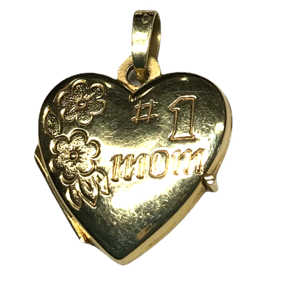 14K Yellow Gold Heart Locket Pendant .78"